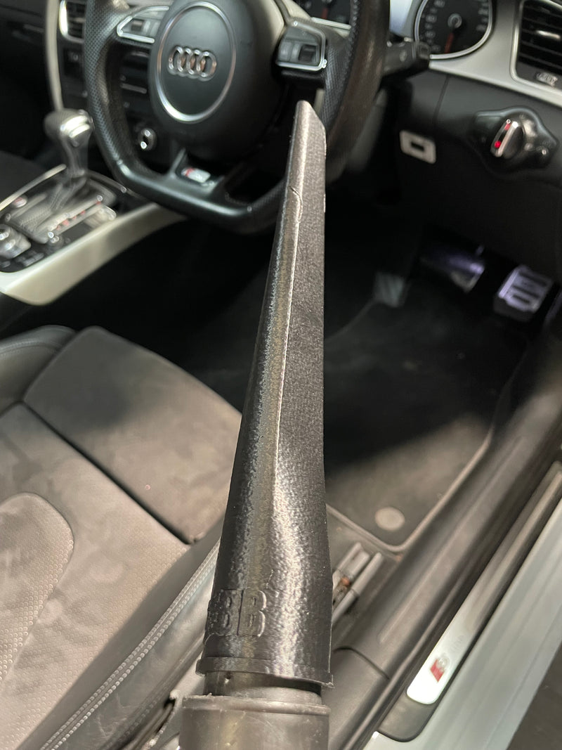 Load image into Gallery viewer, Bend Brothers extra-long slim vacuum crevice tool on a vacuum hose inside a car
