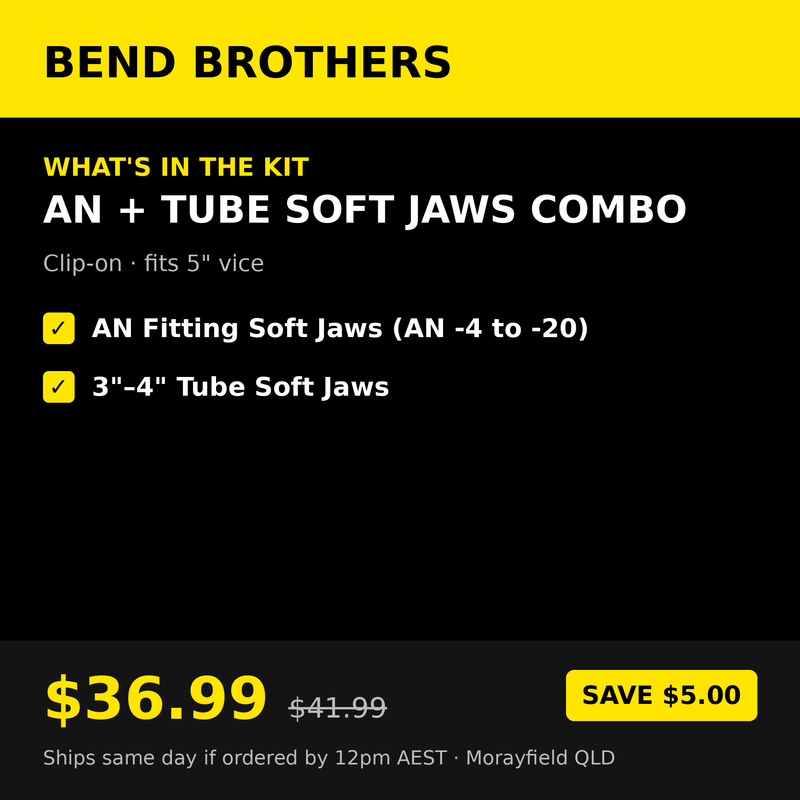 Load image into Gallery viewer, AN Fitting + 3"-4" Tube Soft Jaws Combo – Clip-On (5" Vice)
